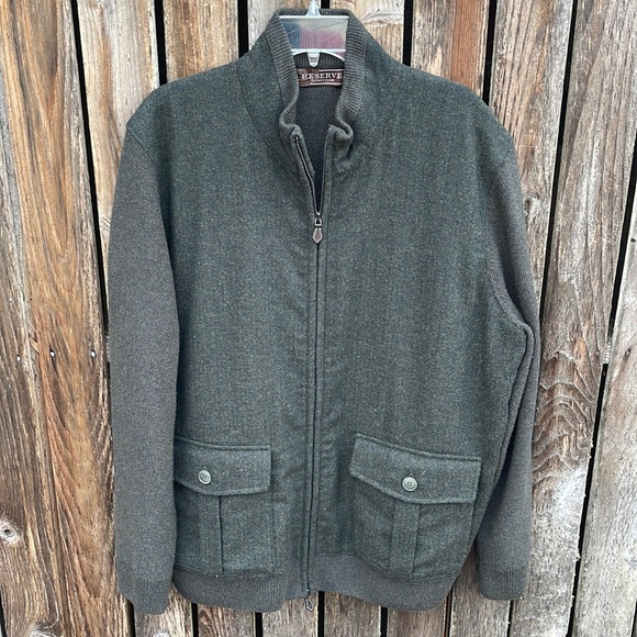 Reserve Patrick James Zip Sweater Cardigan Jacket XL Wool Forest Green Dressy